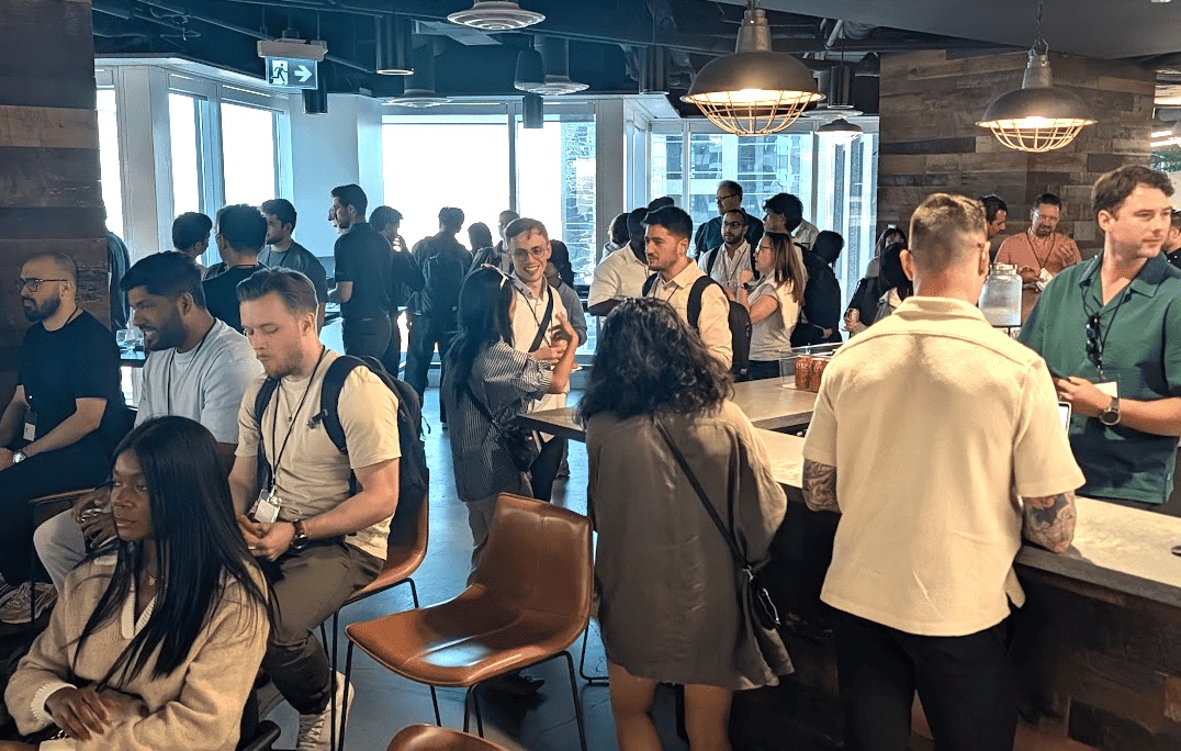 Attendees in conversation at a Northbound event