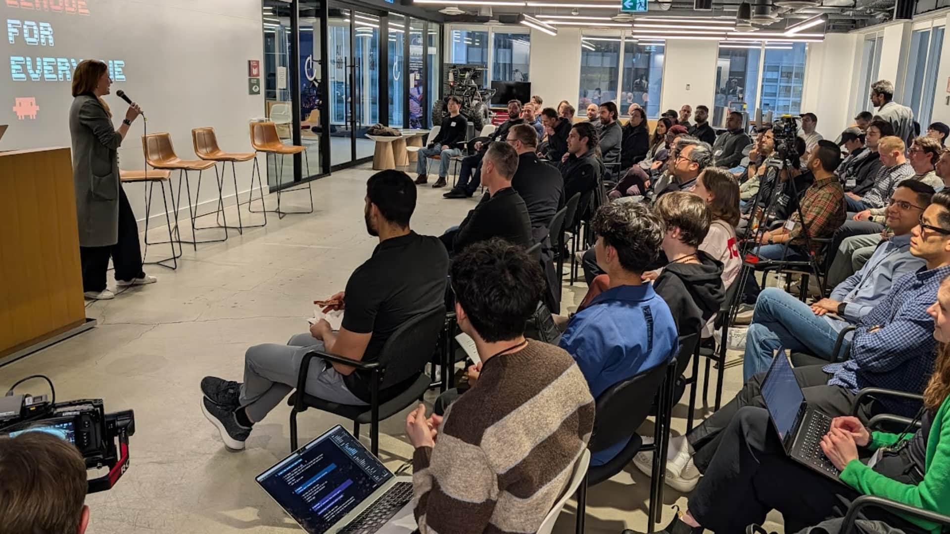 Speaking event with a live audience